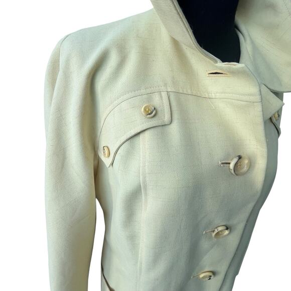 Vintage 1970s Primrose Yellow Trench Coat Button Up Size S No Belt Lorendale - Picture 13 of 16